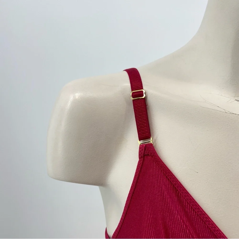 VTG Warner’s Body Beware Bra Red Ribbed Nylon Unlined Undewire Size 36B